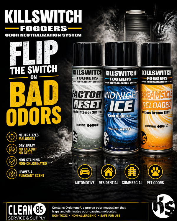 Kill Switch Odor Eliminator Fogger | Full Release Deodorizing Spray | Smoke, Pet & Mildew Odor Neutralizer
